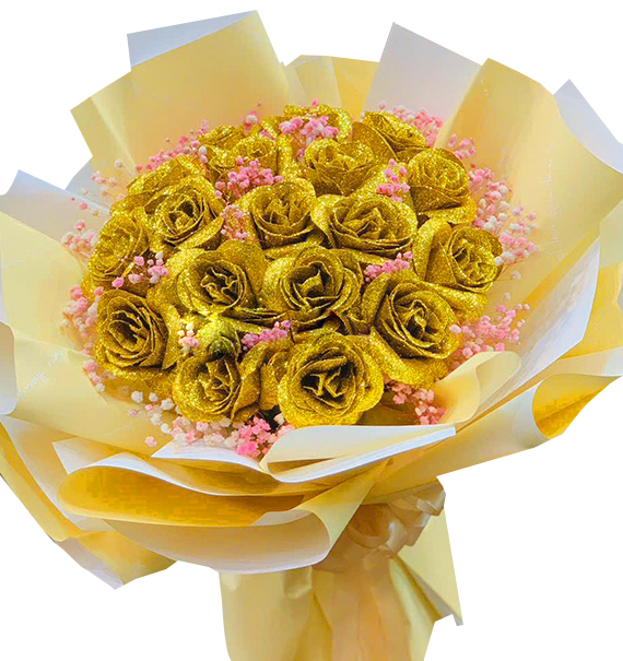 Bó Hoa Hồng Nhũ Kim Tuyến 07 1 bo hoa hong nhu kim tuyen 07